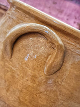 Load image into Gallery viewer, Antique French Confit Pot country  Rustic Farmhouse Pottery 19th century sitting on farmhouse table with red roses and french linen to the front dusty gems interiors nantwich