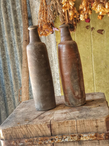 air of Antique French Cider Bottles – Rustic Terracotta “Bouteille Longue”