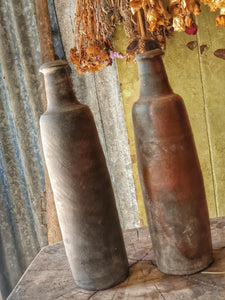 air of Antique French Cider Bottles – Rustic Terracotta “Bouteille Longue”