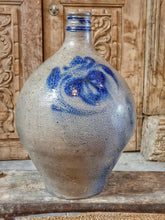 Load image into Gallery viewer, Antique French Betschdorf Flagon – Large 19th Century Salt Glazed Flagon with Blue Floral Detail
