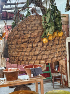 Antique French Beehive / Skep Pendant Light