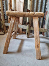 Load image into Gallery viewer, Antique Elm Country Stool