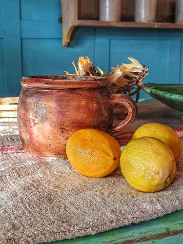 Petite Antique French Confit Pot Early 19th Century  | Rustic Farmhouse Pottery