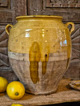 Load image into Gallery viewer, Antique 19th-Century French Confit Pot – Pale Mustard Glaze