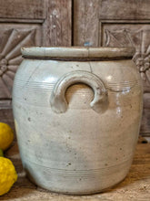 Load image into Gallery viewer, 19th Century French Cream Glazed Confit Pot with Iron Wire Repair