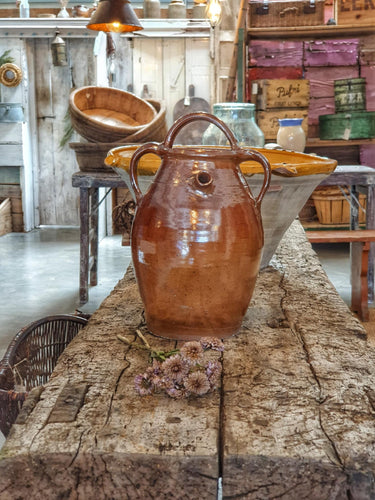 Antique French Cruche Water Jug with Handles
