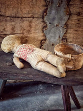 Load image into Gallery viewer, Antique Late Victorian Printed Cloth Girl Doll - Straw Filled Cloth Doll c.1890–1910