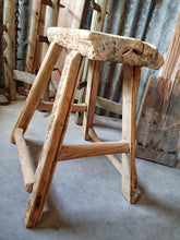 Load image into Gallery viewer, Antique Elm Rustic Farmhouse Stool