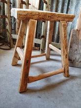 Load image into Gallery viewer, Antique Elm Rustic Farmhouse Stool