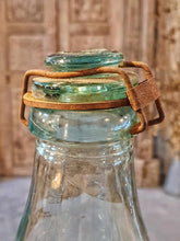 Load image into Gallery viewer, Antique La Lorraine Aqua Glass Storage Bottle - 1890s Rustic Farmhouse