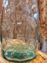 Load image into Gallery viewer, Antique La Lorraine Aqua Glass Storage Bottle - 1890s Rustic Farmhouse