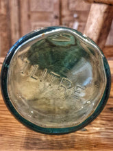 Load image into Gallery viewer, Antique La Lorraine Aqua Glass Storage Bottle - 1890s Rustic Farmhouse