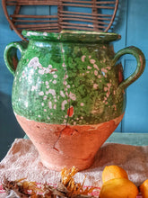 Load image into Gallery viewer, Antique French Castelnaudary Confit Pot Gteen Glazed  "Working Stiff"