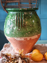 Load image into Gallery viewer, Antique French Castelnaudary Confit Pot Gteen Glazed  "Working Stiff"