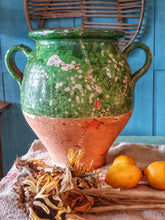 Load image into Gallery viewer, Antique French Castelnaudary Confit Pot Gteen Glazed  "Working Stiff"