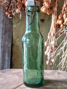 Rare Antique French L'Idéale Canning Jar c. 1880 - Tall Green Glass Cylinder Style