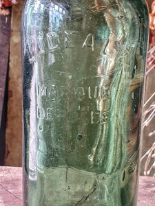 Rare Antique French L'Idéale Canning Jar c. 1880 - Tall Green Glass Cylinder Style