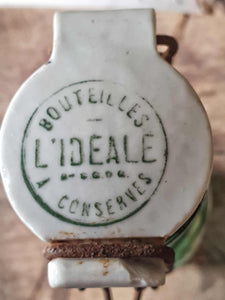 Rare Antique French L'Idéale Canning Jar c. 1880 - Tall Green Glass Cylinder Style