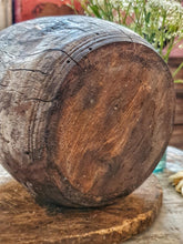 Load image into Gallery viewer, Antique Himachal Milk Pot – Rustic Neem Wood Utility Vessel with Whitewash Patina