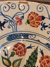 Load image into Gallery viewer, Decorative ceramic plate with floral patterns and blue accents