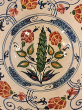 Load image into Gallery viewer, Decorative ceramic plate with floral design and blue decorative border