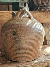 Load image into Gallery viewer, Rustic Antique French Walnut Oil Jar - 18th/19th Century Farmhouse Pottery