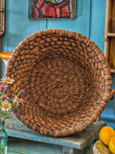 Load image into Gallery viewer, French Rye Straw Farm Basket - Large Antique Handmade Harvest Basket - c.1880–1900