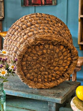 Load image into Gallery viewer, French Rye Straw Farm Basket - Large Antique Handmade Harvest Basket - c.1880–1900