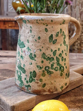 Load image into Gallery viewer, Antique French Milk Jug with Green Splatter Glaze