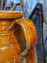 Load image into Gallery viewer, Antique Southern French Olive Jar - Glowing Mustard Glaze Pottery