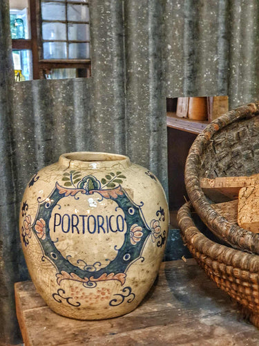 19th-Century Deruta Italian Faience “Portorico” Tobacco Jar 1890 - Hand-Painted Maiolica