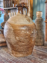 Load image into Gallery viewer, Antique French Walnut Oil Jar – Primitive Country Terracotta Pot with Brown Dribble Glaze