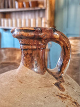 Load image into Gallery viewer, Antique French Walnut Oil Jar – Primitive Country Terracotta Pot with Brown Dribble Glaze