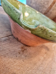 Antique French Green Glazed Confit Bowl