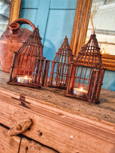 Load image into Gallery viewer,  Antique Indian Temple Candle Lantern bird cage rustic Lighting tea light rustic wedding lighting dusty gems interiors Nantwich 