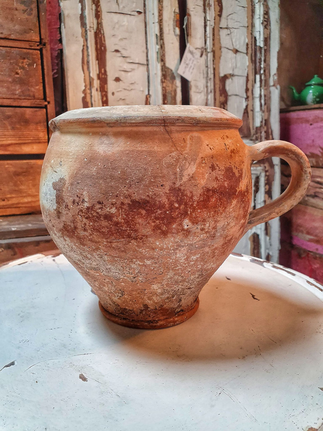 Antique French Confit Pot glazed  Rustic french country pottery farmhouse dusty gems interiors 