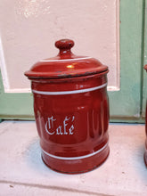 Load image into Gallery viewer,  French country Enamel coffee sugar chicoree Canisters French linen French farm house furniture simple slow living rustic kitchen dusty gems interiors nantwich