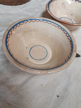 Load image into Gallery viewer, French Country Pottery Jaspe Bowls Rustic Kitchen home decor on french country table with french confit pot old french linen table runner old french ceramic perfect for French country kitchen fresh lavender