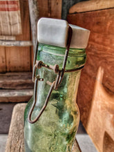 Load image into Gallery viewer, Vintage French Country L&#39;Ideale glass storage Bottle  French charm french country rustic kitchen ideas hand blown glass dusty gems interiors Nantwich