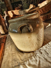 Load image into Gallery viewer, French Confit Pot french country rustic Farmhouse with french vintage linen and lavender rustic french baskets old french pottery dusty gems interiors nantwich