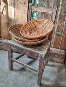  Rustic  Vintage French Rye Straw Farmhouse Basket on french farmhouse chair French country decor painted rustic furniture egg basket vegtable basket farmhouse decor dusty gems interiors nantwich 