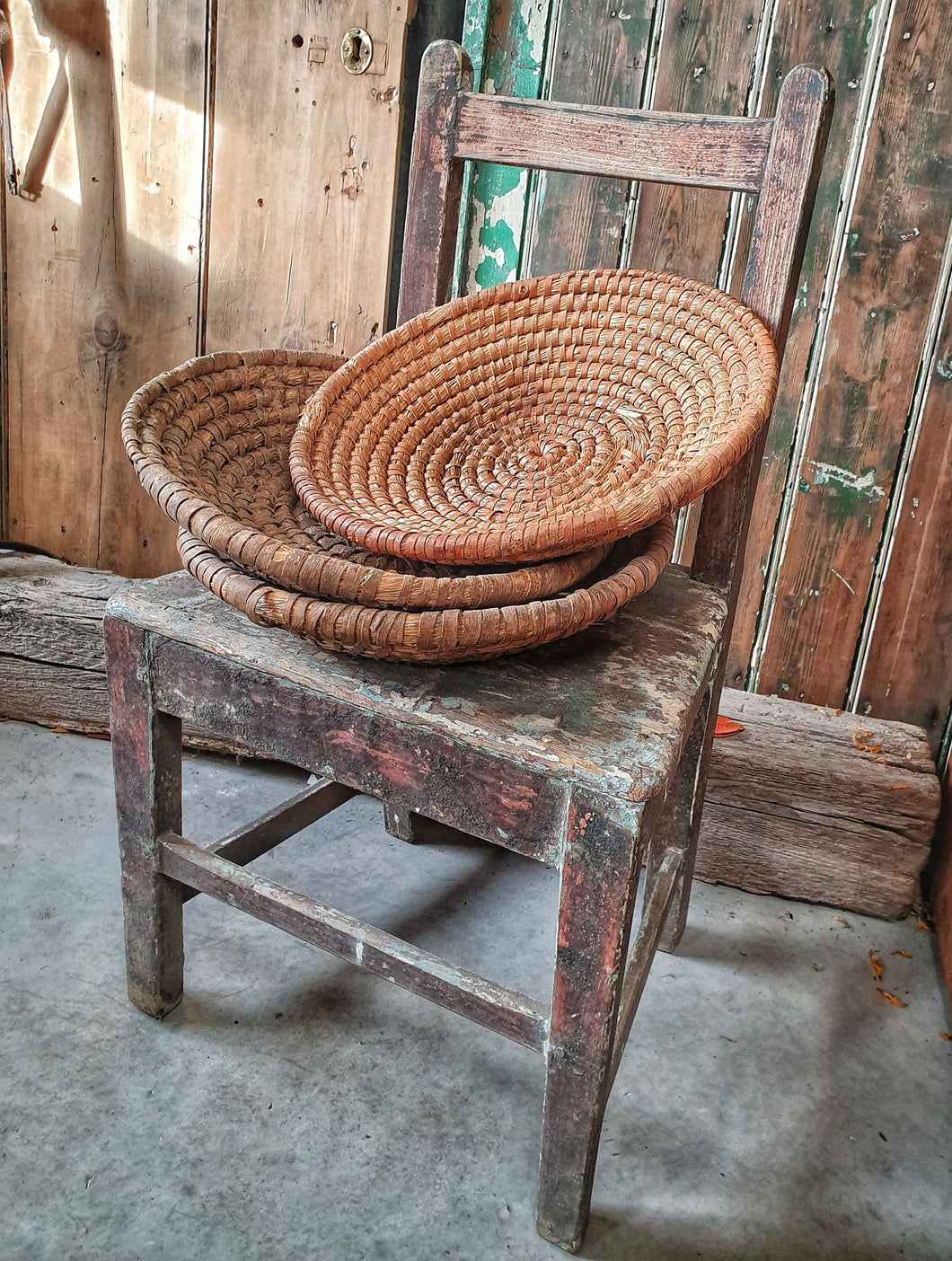  Rustic  Vintage French Rye Straw Farmhouse Basket on french farmhouse chair French country decor painted rustic furniture egg basket vegtable basket farmhouse decor dusty gems interiors nantwich 