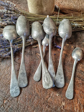 Load image into Gallery viewer, French Antique Pewter Spoons French country rustic farmhouse kitchen period home elm table Lavender dusty gems interiors nantwich