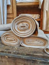 Load image into Gallery viewer, Antique French country Linen Farmhouse Linen french 19th century linen country rustic on old pine shelf in french country kitchen great antique textile french vintage linen dusty gems interiors nantwich